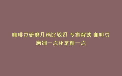 咖啡豆研磨几档比较好：专家解读（咖啡豆磨细一点还是粗一点）