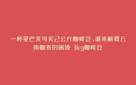 一杯星巴克可买2公斤咖啡豆，谁来解救云南咖农的困境？（1kg咖啡豆）