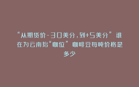 “从期货价-30美分，到+5美分” 谁在为云南抬“咖位”？（咖啡豆每吨价格是多少）