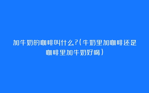 加牛奶的咖啡叫什么?(牛奶里加咖啡还是咖啡里加牛奶好喝)