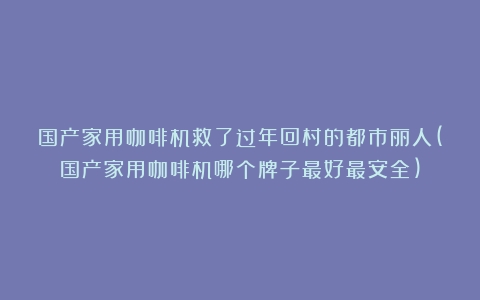 国产家用咖啡机救了过年回村的都市丽人(国产家用咖啡机哪个牌子最好最安全)