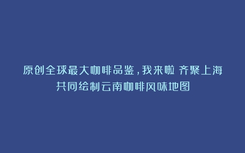 原创全球最大咖啡品鉴，我来啦！齐聚上海共同绘制云南咖啡风味地图