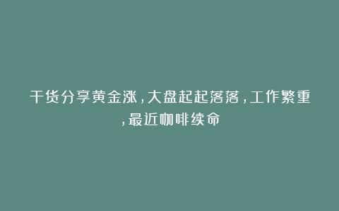 干货分享黄金涨，大盘起起落落，工作繁重，最近咖啡续命