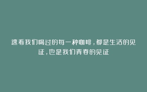 速看我们喝过的每一种咖啡，都是生活的见证，也是我们青春的见证