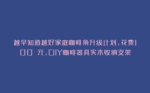 越早知道越好家庭咖啡角升级计划，花费100 元，DIY咖啡器具实木收纳支架