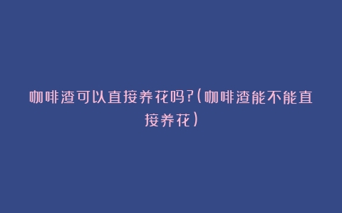 咖啡渣可以直接养花吗?(咖啡渣能不能直接养花)