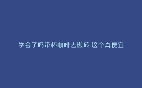 学会了吗带杯咖啡去搬砖：这个真便宜