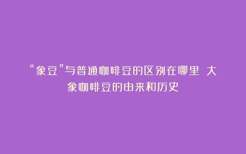 “象豆”与普通咖啡豆的区别在哪里？（大象咖啡豆的由来和历史）