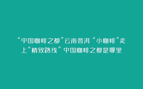 “中国咖啡之都”云南普洱：“小咖啡”走上“精致路线”（中国咖啡之都是哪里）