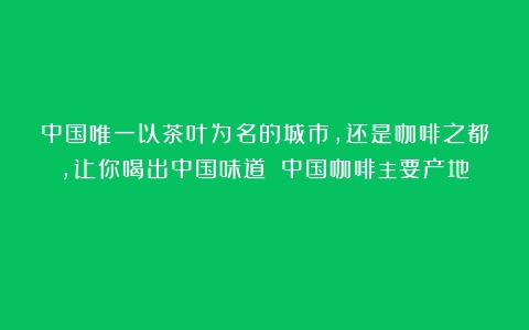 中国唯一以茶叶为名的城市，还是咖啡之都，让你喝出中国味道！（中国咖啡主要产地）