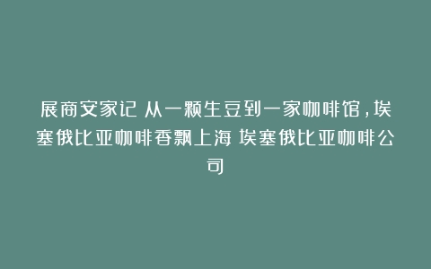 展商安家记｜从一颗生豆到一家咖啡馆，埃塞俄比亚咖啡香飘上海（埃塞俄比亚咖啡公司）