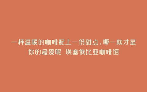 一杯温暖的咖啡配上一份甜点，哪一款才是你的最爱呢？（埃塞俄比亚咖啡馆）