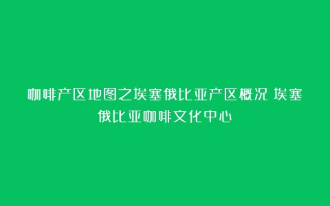 咖啡产区地图之埃塞俄比亚产区概况（埃塞俄比亚咖啡文化中心）