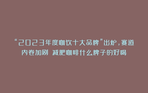 “2023年度咖饮十大品牌”出炉，赛道内卷加剧！（减肥咖啡什么牌子的好喝）