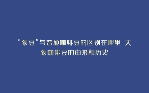 “象豆”与普通咖啡豆的区别在哪里？（大象咖啡豆的由来和历史）