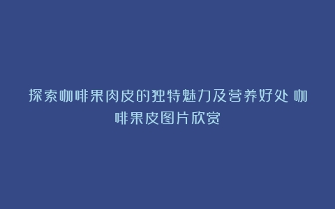 探索咖啡果肉皮的独特魅力及营养好处（咖啡果皮图片欣赏）