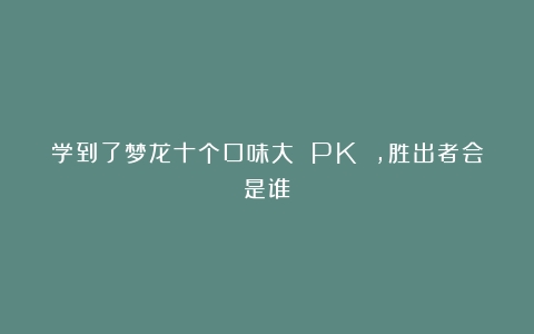 学到了梦龙十个口味大 PK ，胜出者会是谁？