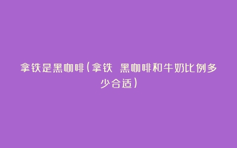 拿铁是黑咖啡(拿铁 黑咖啡和牛奶比例多少合适)