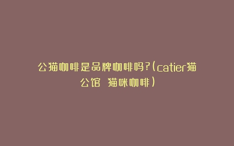 公猫咖啡是品牌咖啡吗?(catier猫公馆 猫咪咖啡)