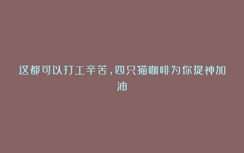 这都可以打工辛苦，四只猫咖啡为你提神加油