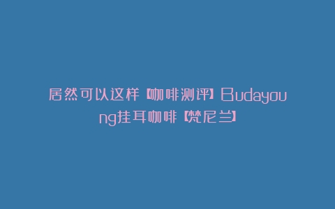 居然可以这样【咖啡测评】Budayoung挂耳咖啡【梵尼兰】