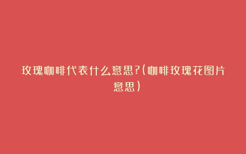 玫瑰咖啡代表什么意思?(咖啡玫瑰花图片 意思)