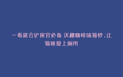 一看就会铲屎官必备！沃趣咖啡味猫砂，让猫咪爱上厕所