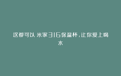 这都可以？米家316保温杯，让你爱上喝水！