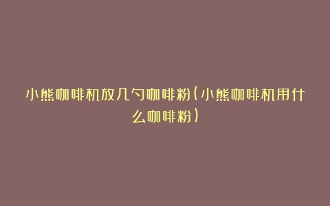 小熊咖啡机放几勺咖啡粉(小熊咖啡机用什么咖啡粉)