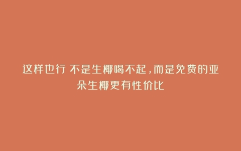 这样也行？不是生椰喝不起，而是免费的亚朵生椰更有性价比