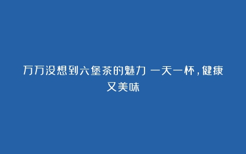 万万没想到六堡茶的魅力：一天一杯，健康又美味！